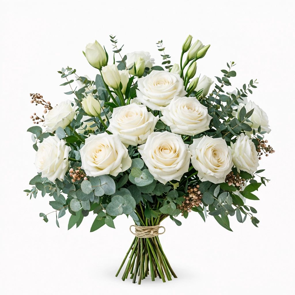 Green Serenity – Elegant Bukett i Vitt & Grönt